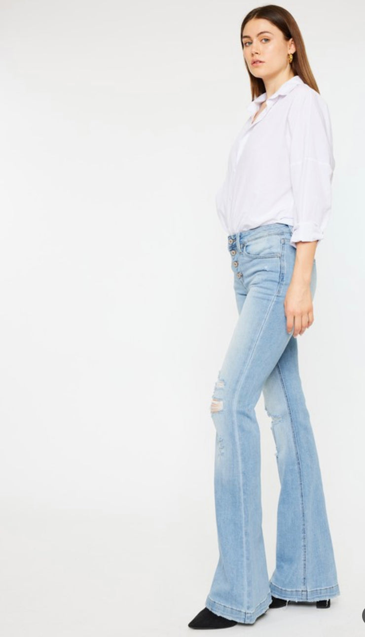 Kan Can Distressed Button Up Jean