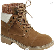 Fleece Cuffed Lace Up Boots
